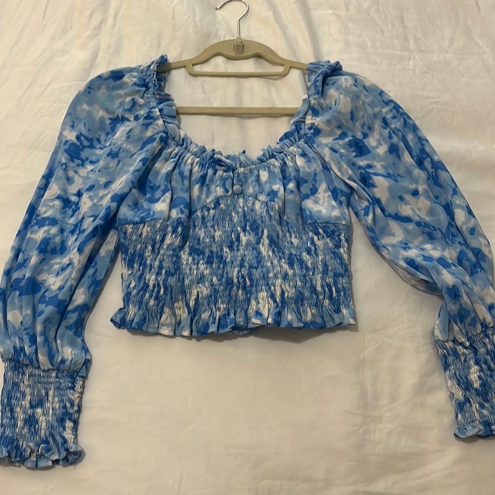 Faithfull the brand blue blouse, size medium
